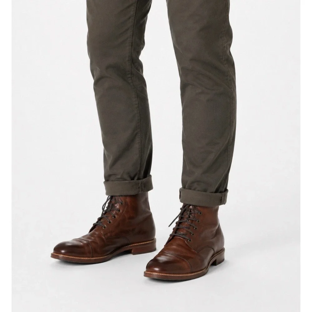 Aston Grey Lonaro Men Size 13 Brown Leather Cap Toe Lace Up Dress Boots Heritage